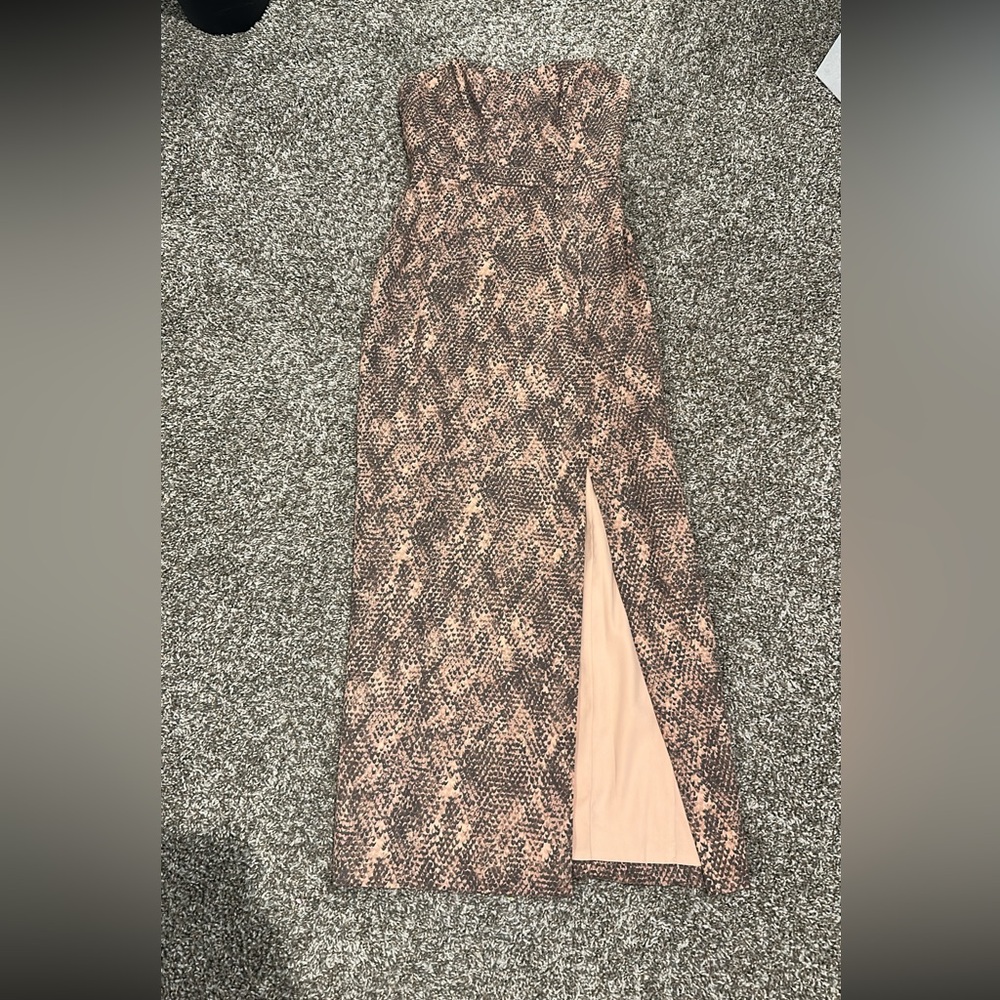 Fame and Partners Elegant Snake Print Women's Strapless Dress